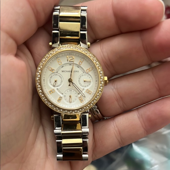 Michael Kors Gold and Silver Watch with Two-Tone Bracelet